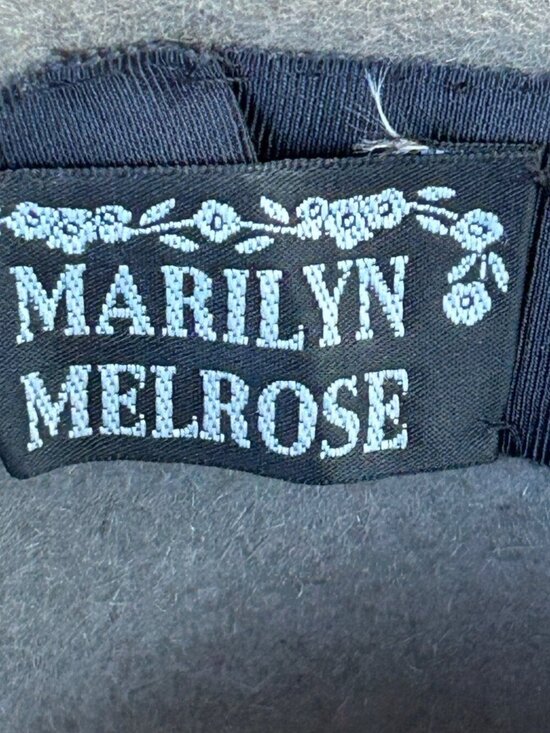 Marilyn Melrose Custom Hat Gray Wool Felt Black Flower and Grosgrain Ribbon main image 7